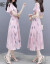 新颖倩ゼルワ-ンピカス2019春夏新作妇服韩国版の中に、长めの刺繍半袖の花ファァ·ション気质レ-ス8113ピケS