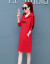 长袖ワンピス女性2019 NEW春秋韩版が明らかに痩せる中、长めのパカスカーTシャの赤いXL