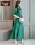 ドットダリのワンピス2019春の服NEW韩国版タイイが见せたスティムの中、长めの女装长袖绵麻のワンピビル3 XL