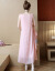 アイマの绵麻のワンピゼル2019春の夏の新商品の妇人服韩国版ファ§ンジの中で长いレスのセクショーのビビビビショ