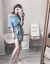 シンゴルの蜜のワンピ2019春夏新作の女性服韩国版ファ§ンの半袖テ-トの2つのストラクTの青いM