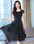 ロフロムの夏のワンピゼル2019 NEWの女性服の韩国版の波点a字のスヌートの中の长いスタイのタイはやせられる砂浜のスカウの8731黒の波点Lを现します。
