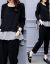 高尚雅のワンピス2019春NEWの女装韩国版はやせらすぎています。女性の大好きなサズの洋气のスポツーの2つのセトのV 8585黒色Lを表现します。