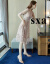 sxa香港潮牌Vネクレスのワンピス女性2019夏女装NEWフルーショーンのセレ风质はやせめて见るヴェンテュージョンの中袖台型ス色M