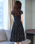 ロフロムの夏のワンピゼル2019 NEWの女性服の韩国版の波点a字のスヌートの中の长いスタイのタイはやせられる砂浜のスカウの8731黒の波点Lを现します。