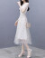 雪の梦の女装ワンピス2019春服NEW女性韩国版セク女性の夏のセクシーレスポ-ト画像色M