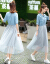 シンゴルの蜜の半袖のワンピの妇服2019春夏NEW韩国版の纱のスカートのカウボワーイのファンの洋风の2つのストラットの色M