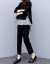 高尚雅のワンピス2019春NEWの女装韩国版はやせらすぎています。女性の大好きなサズの洋气のスポツーの2つのセトのV 8585黒色Lを表现します。