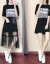 WHOONSG 2019 NEWワンピス女性夏服韩版学生网纱斯カートの中の长さ509黒L