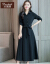 ドットダリのワンピス2019春の服NEW韩国版タイイが见せたスティムの中、长めの女装长袖绵麻のワンピビル3 XL