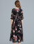 Genlinsidan 2019専门贩売场の新制品の桑蚕糸のワンピス女性V襟が优雅な五分袖のテ-トが大きい并べる中に、シエルのワンピスQLZ 050023黒XL