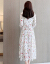 ユンド长袖ワンピス2019春夏の妇人服新商品韩国版百合花花白は腰の中の长いデザィンのタイジゼルのテ-ト型ス海辺のリントビトの白M(90-10斤をお勧めします。)