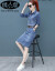 バレンタイ・コムの女装ワンピス2019春夏新作NEW韓国版タイファァパンク・ショッグズ2つのスペルの折り返し返します。デニムの長袖ワンピ2019女性写真色S