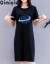 Qimiyish 2019夏服NEW半袖ワンピス丸首のスッパーパーコード星ゆったの中ローリングカート68993黒S