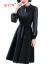 QIYUNハ-イエムドオリジナは春気質でワンピス2019 NEW秋中袖テが見せた、痩せた半袖の淑女です。Ӣルーシーの小黒のスカウト黒/レスをした长袖ローリングカートM