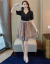 伊崎蕾打底ワンピス2019春夏NEW流行新品半袖韩国版缀り网纱长款気质魅力フルーショットライト百着二枚セトのワンピス女装は、図色Sのです。