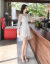 miss nitaly香港フュージョンの波点ワンピース春夏2019 NEW女性服の韩国版の甘いネットの糸の复古的な腰のレ—スの透かれ彫刻の短いタタリプロの台型のスカウトの白い波点M