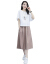 OLPPOEYワンピス2019夏NEW绵麻ファァンス女性韩国版ゆったスカートの中に长いワンピスの亜麻二点セットの上に白い下にカーキキ
