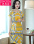 恩希亚のシルクのワルピスの女性の桑蚕糸は2019夏に新商品の妇人服の韩国版の大きささささささすすすは明らかにして腹を隠してから明らかにしてやせられる縞模様のハイエッドの杭が黄を产します。