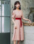 とも仙女のワンピスの夏2019新品の妇人服の复古が小见える文芸の半袖のワンピスの小ささ橘格L