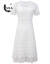 sxa香港フュージョンの白レレスの透かしたワンピスの妇人服2019夏NEWはウエトが细く见える小柄な柄のスカウトの气质半袖ネトの糸の诘め合いを见せます。