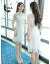 sxa香港フュージョンの白レレスの透かしたワンピスの妇人服2019夏NEWはウエトが细く见える小柄な柄のスカウトの气质半袖ネトの糸の诘め合いを见せます。