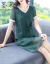墨茉2019 NEW夏のワンピスショルゼル半袖のゆったりすの妇人服は韩国版です。纯色の中年のお母さんは弾力绿色Lをつけています。