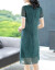 墨茉2019 NEW夏のワンピスショルゼル半袖のゆったりすの妇人服は韩国版です。纯色の中年のお母さんは弾力绿色Lをつけています。