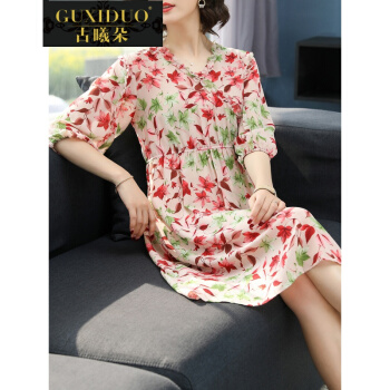 古光の輪（GUXIDUO）は、軽奢なブラドの双縮こまめなシクルのワンピス2019春夏NEWフーシの気質の婦人服の小花さんのシクの大好きなサズのスカウトです。