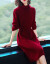 【質がいい】【質が高い】2019秋冬NEW女性ワンピス洋風長袖ニトロナイトの中の長めのCQ 416の赤いフレイズズ【80-130斤をおめします】