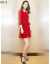 SXA香港フュージョンカラーの同じ金绢のワンピス2019秋にNEW女装のセレスタイルタト高腰の子供襟长袖年会短款礼服のワンピススの赤色S