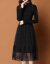 アヒのアヒの服(yaya)ニトロのワンピス女性秋冬2019年NEWの伪りの二枚の痩せるファッションのセタのスカウトの半高の气质のニトロトロトロのワルピスNEWのダウンの黒を提案します。