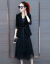 ガーゼワンピス女性の長袖2020春服NEW韓国版スツー女装フュージョン2点セクスケーターブラックXL