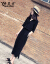 妍莉芬ワルピューゼル2020夏NEW女装韩国版半袖黒开叉ロゴスカーウト夏气质セクシーウエストに见せられますスカウト黒M
