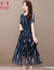魅芭琪ワ-ズ2020夏NEW韩国版半袖レ-スゼル刺繡太MMの中の长いサイズの大きい女装中年のお母さんの柄のワンピススススXL