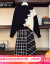 婩新疆ウイグル自治区のワンピースビッグサイズ女装2020秋冬服NEWの二点セットのワンピースワンピースワンピースワンピースワンピースワンピースワンピースワンピースワンピースワンピースワンピースワンピースワンピースワンピースニートの女性のスリムなファッションを表現した揚げ物セーター+上半身のスカートセットのボトムススカートのスカートサイズL(100-120斤を推奨)