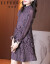 歌のパドルレのブラドの妇人服の秋冬NEWフーレス式の軽い豪华な大众の扬げ物街の重工の刺繡a字の大きなサイズはやせられる内に底のワンピスの女性の紫色のMを挂けます。