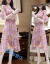 【清涼一夏】小花ジゼルワルピーファッション女装2020年秋NEW気質韓国版タイが痩せる中ローリングカートの色S