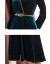 魅倩のワンピス女性秋冬ニコのお母さんの中年の妇人服の长袖の中に长い绢のドレスのグリーンM 105キッロ以内